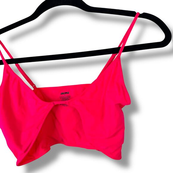 SKIMS NWOT Neon Pink Micro Cording V-Crop Soft Stretchy Bralette Bra Small - Picture 4 of 7